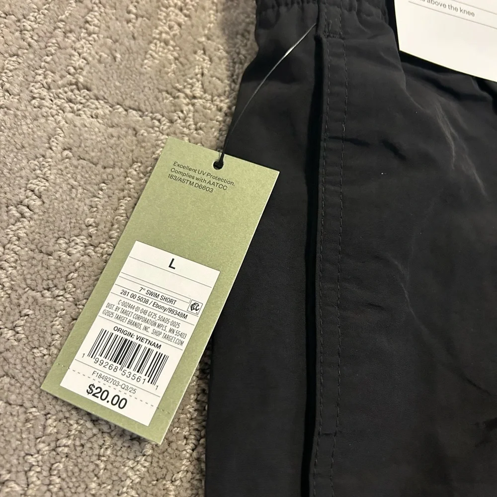Men's 7'' Swim Trunks - Goodfellow & Co™ Black‎ nwt